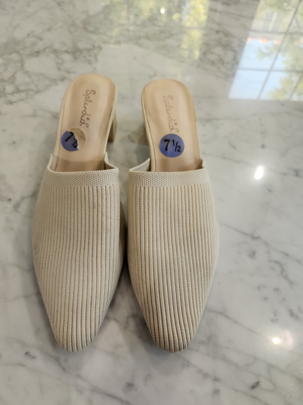 Splendid Women's Cream Ribbed Slip-On Mules, BARELY WORN, GOOD CONDITION.